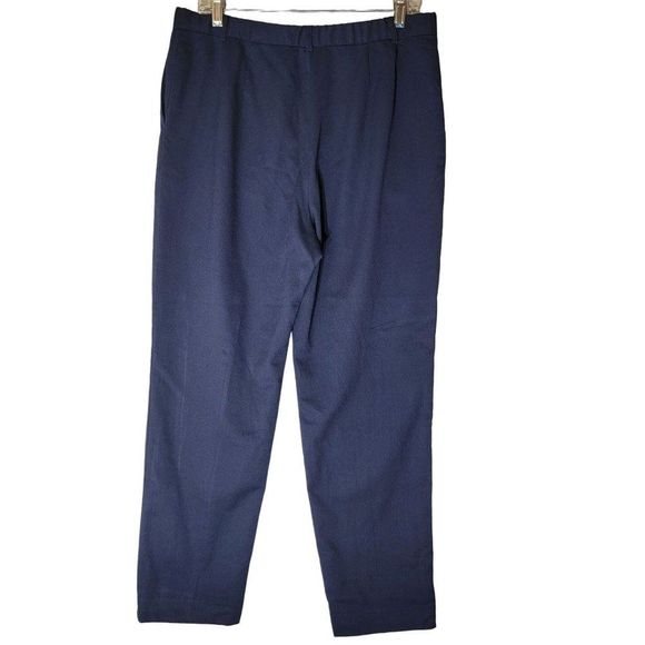 Pendleton Virgin Wool Dress Pants Trousers Women 12 Navy Blue Flat Front Pockets - Picture 2 of 12